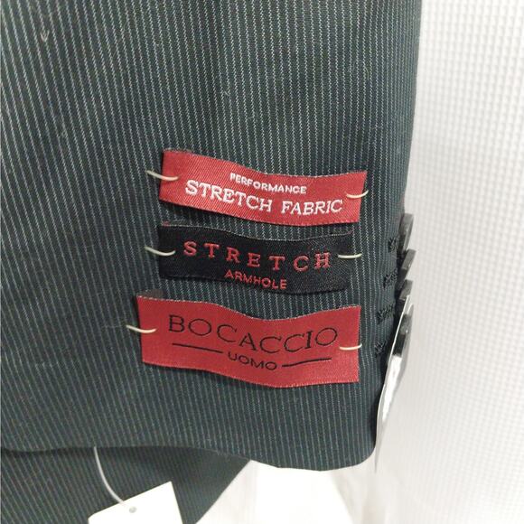 NWT@$239! BOCCACIO UOMO! BLACK W/FINE GRAY PINSTRIPES BLAZER, JACKET! SZ 42R - Picture 10 of 13